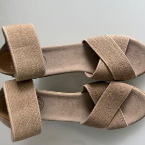 Charleston Shoe Co Elastic Wedge Sandals Neutral Espadrille